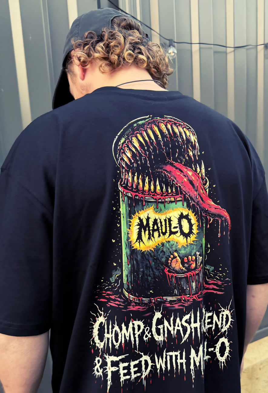 Distorted Reality MAUL-O T-Shirt featuring Jamie graphic design on a casual black tee, front view.