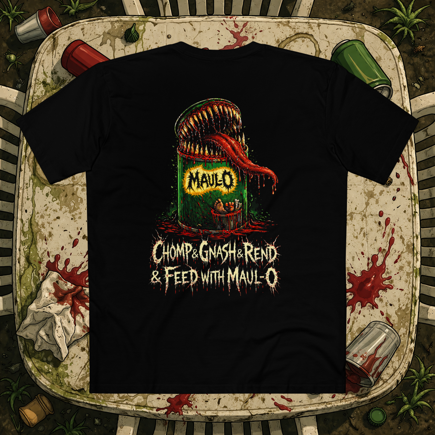 Front view of Distorted Reality MAUL-O T-Shirt featuring bold graphic design on soft cotton fabric.